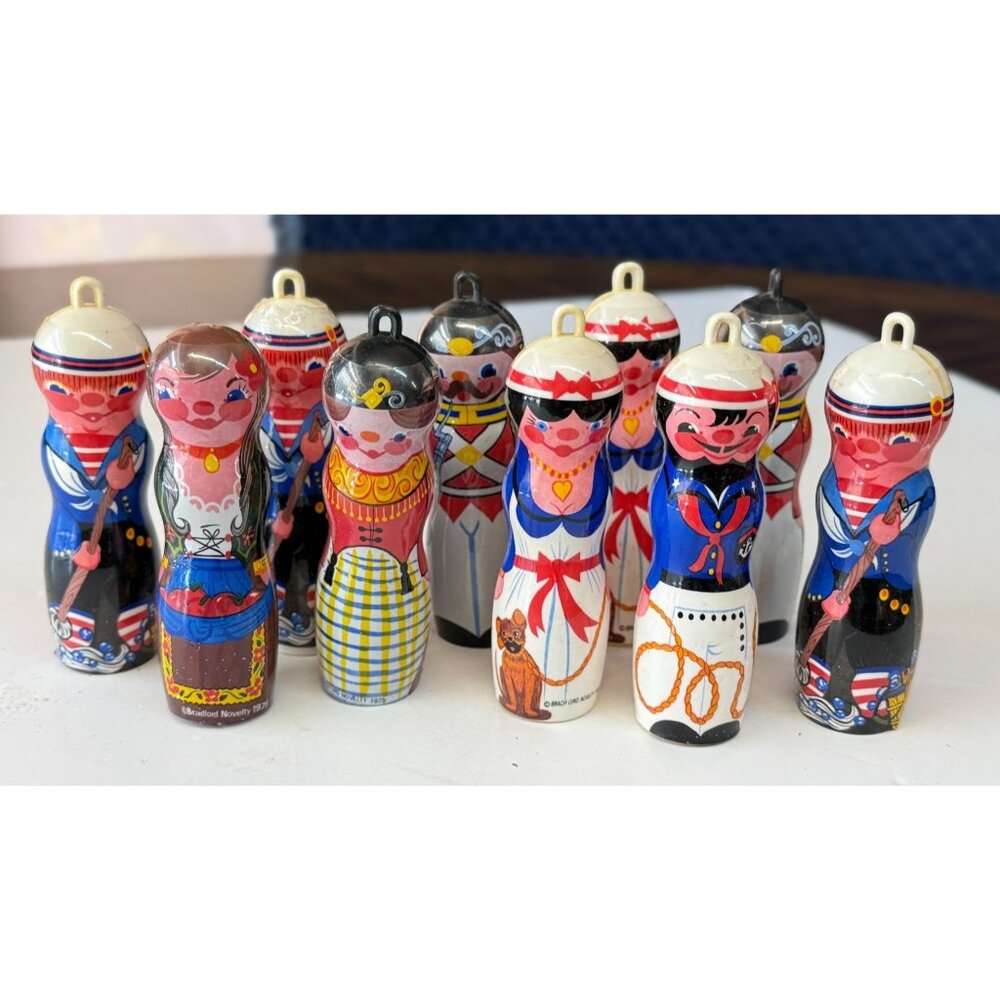 Vtg 1975 Bradford Novelty Christmas Ornaments Double Sided Lady Sailor Soldier